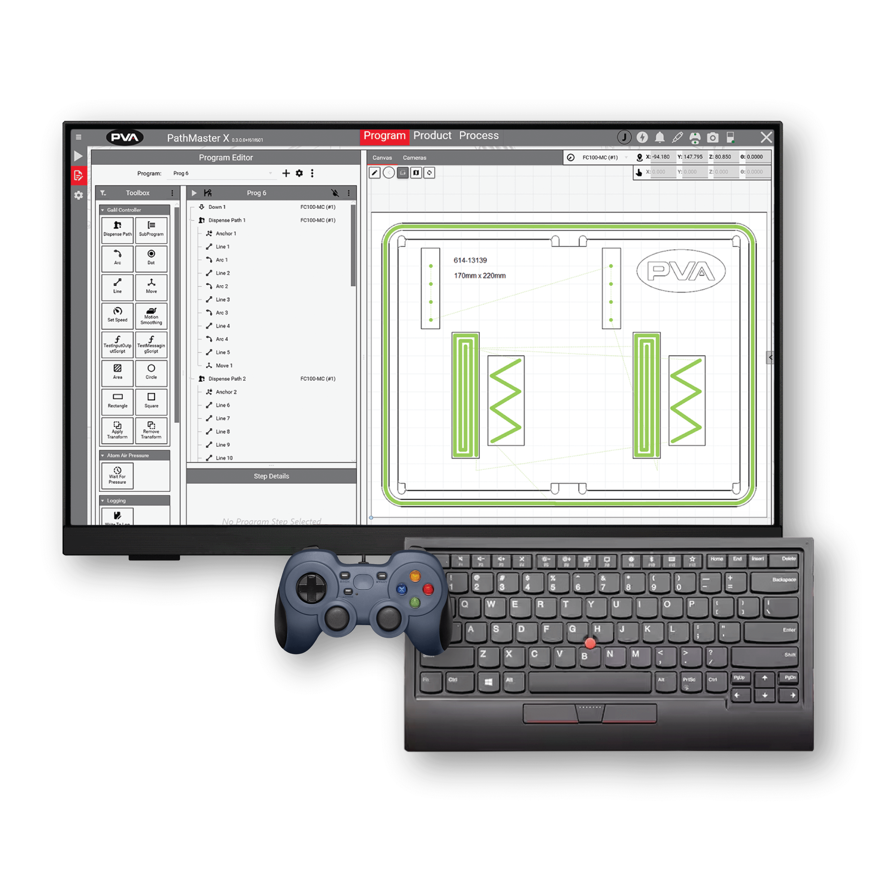 Pathmaster X on screen with hardware